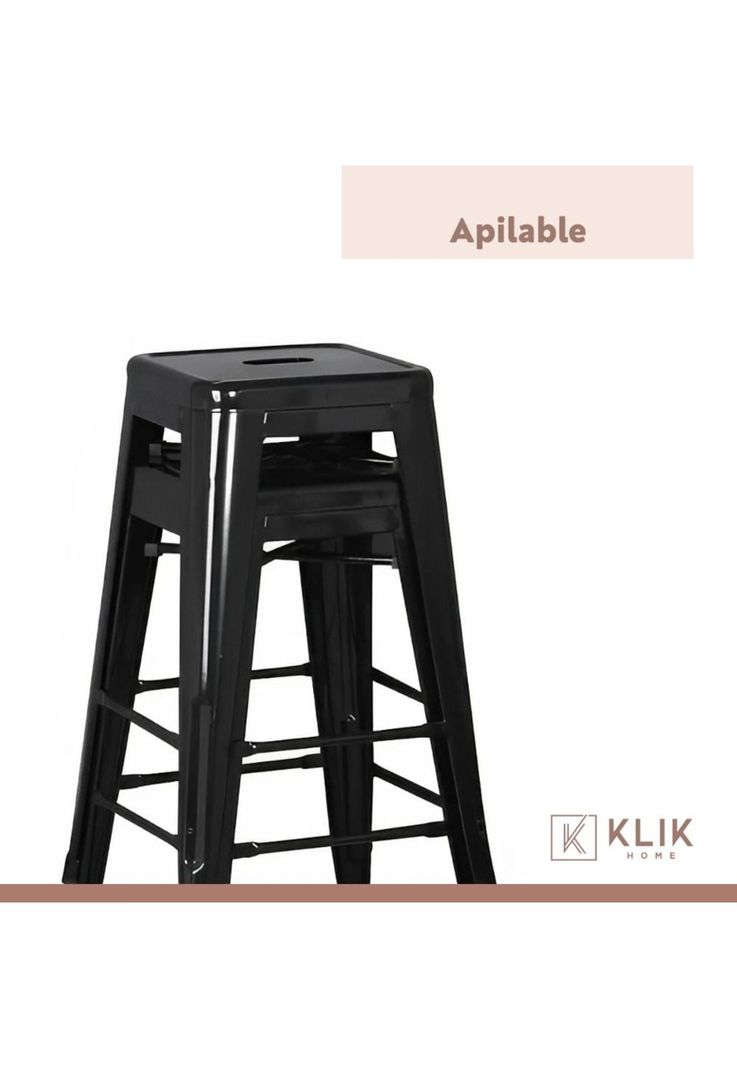Pack de 4 Pisos Taburetes Tolix Altos - Negro-5