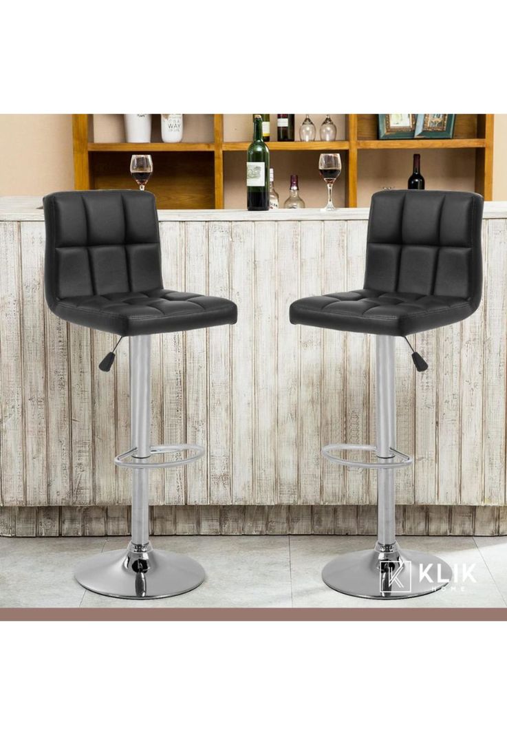 Pack de 2 Taburetes Ajustables Completos con Respaldos - Negro-1