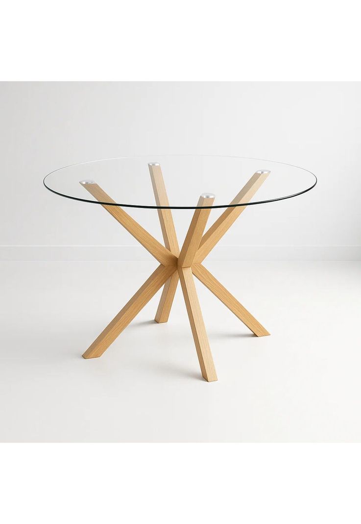 Mesa de comedor redonda de vidrio Cross 120cm-0