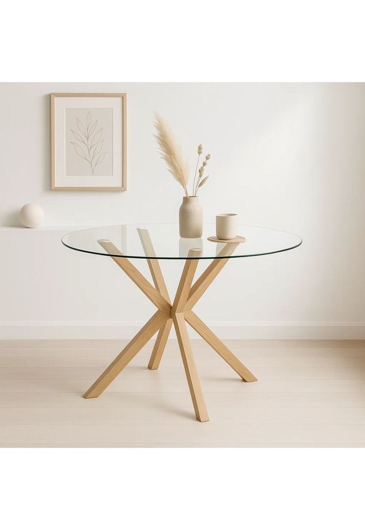 Mesa de comedor redonda de vidrio Cross 120cm-1