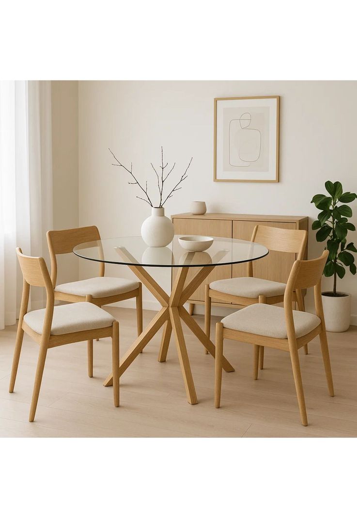 Mesa de comedor redonda de vidrio Cross 120cm-2