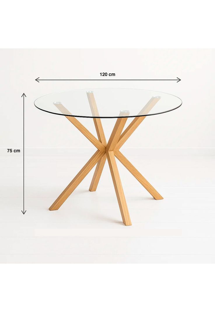 Mesa de comedor redonda de vidrio Cross 120cm-3