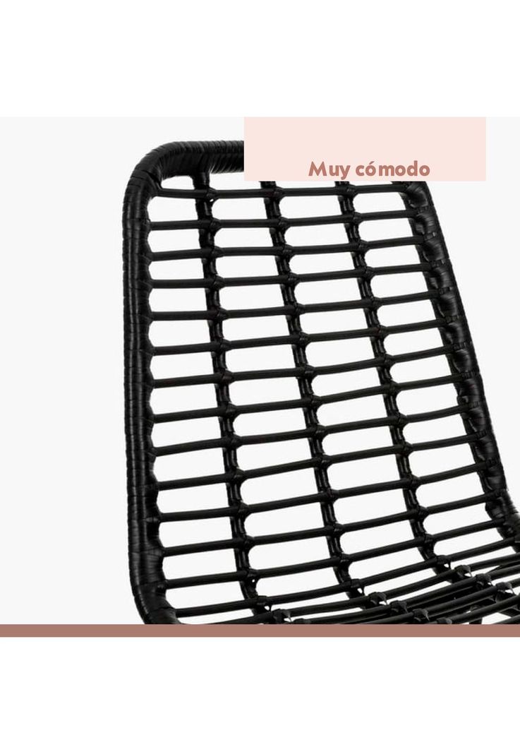 Pack de 4 Taburetes Alto de Terraza Rattan Grecia Color Negro-4
