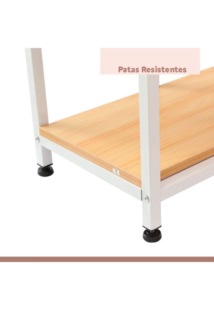 Mesa lateral para cocina de organización 3 niveles madera clara - Blanca-6