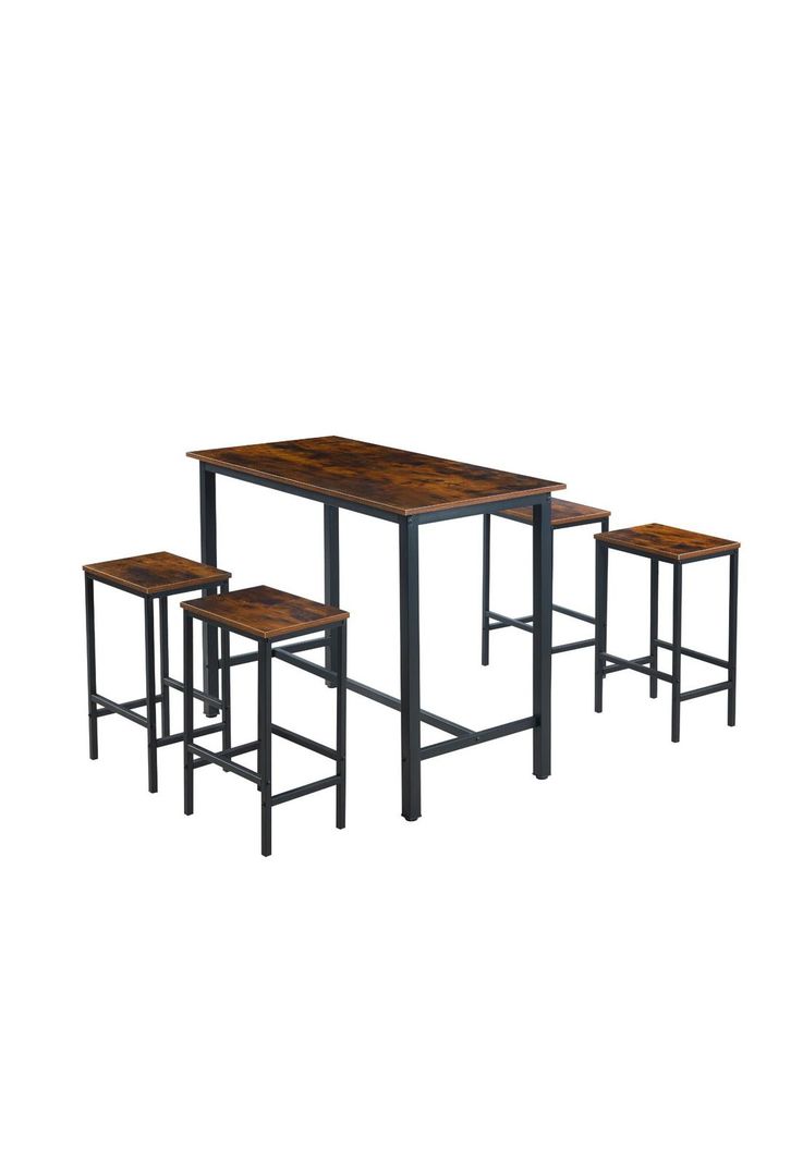 Set de comedor para cocina con pisos taburetes madera industrial-0