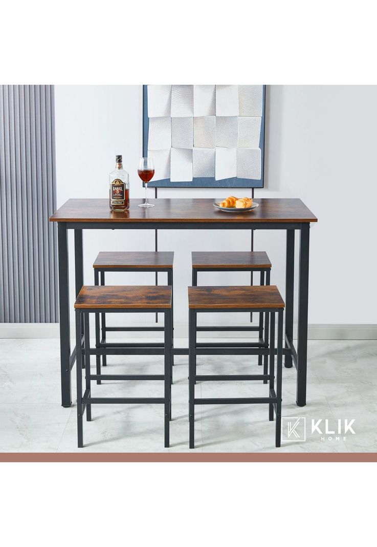 Set de comedor para cocina con pisos taburetes madera industrial-1
