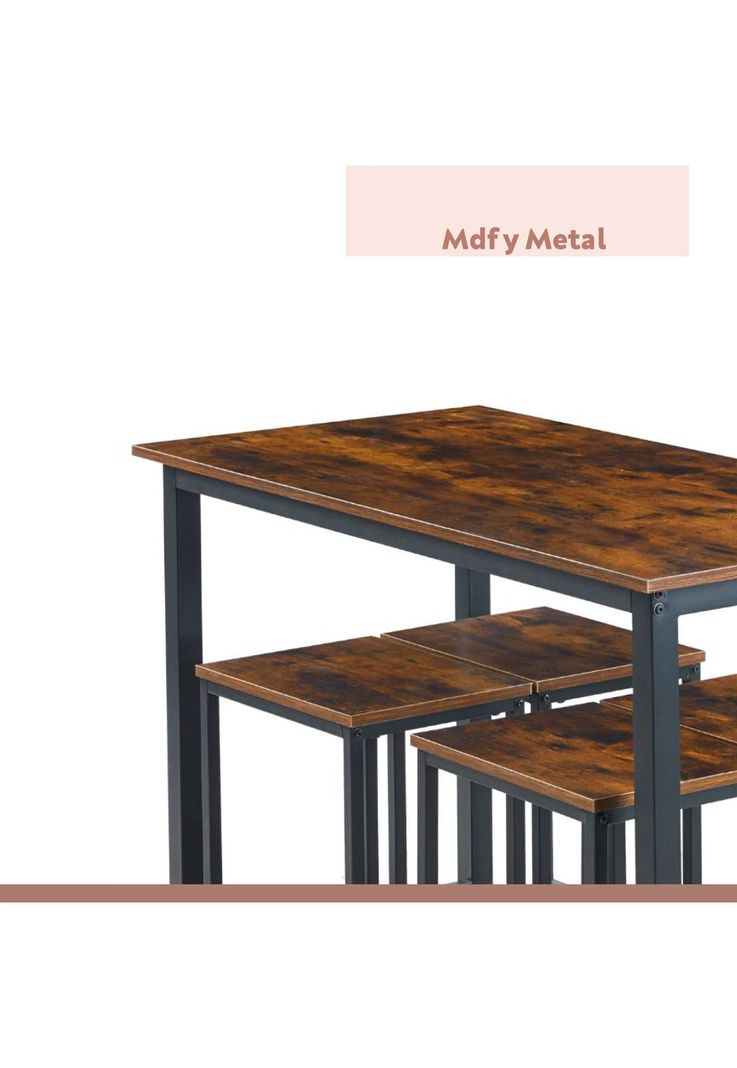 Set de comedor para cocina con pisos taburetes madera industrial-4