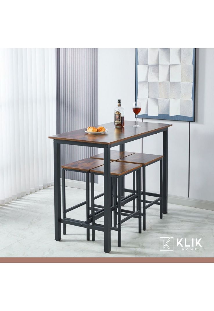 Set de comedor para cocina con pisos taburetes madera industrial-7