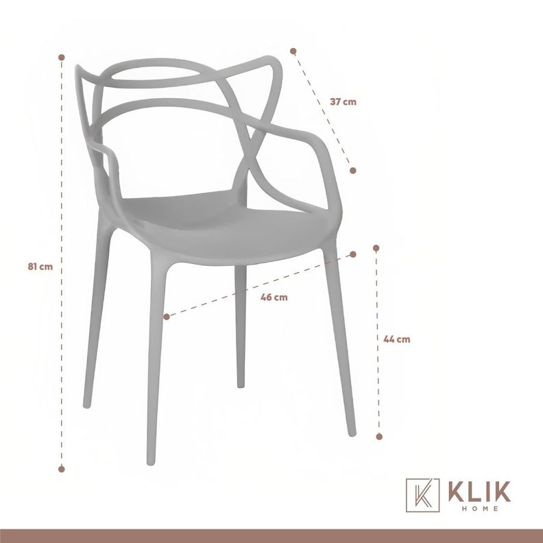 Pack de 4 sillas de terraza o comedor Master - Gris-4