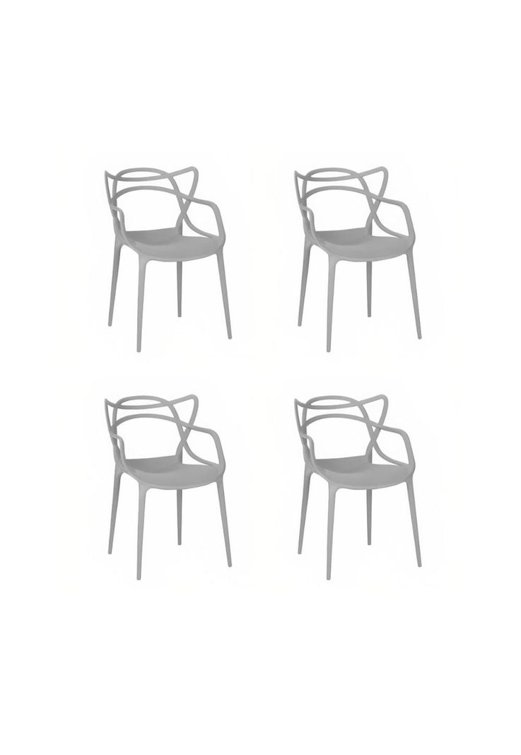 Pack de 4 sillas de terraza o comedor Master - Gris-0