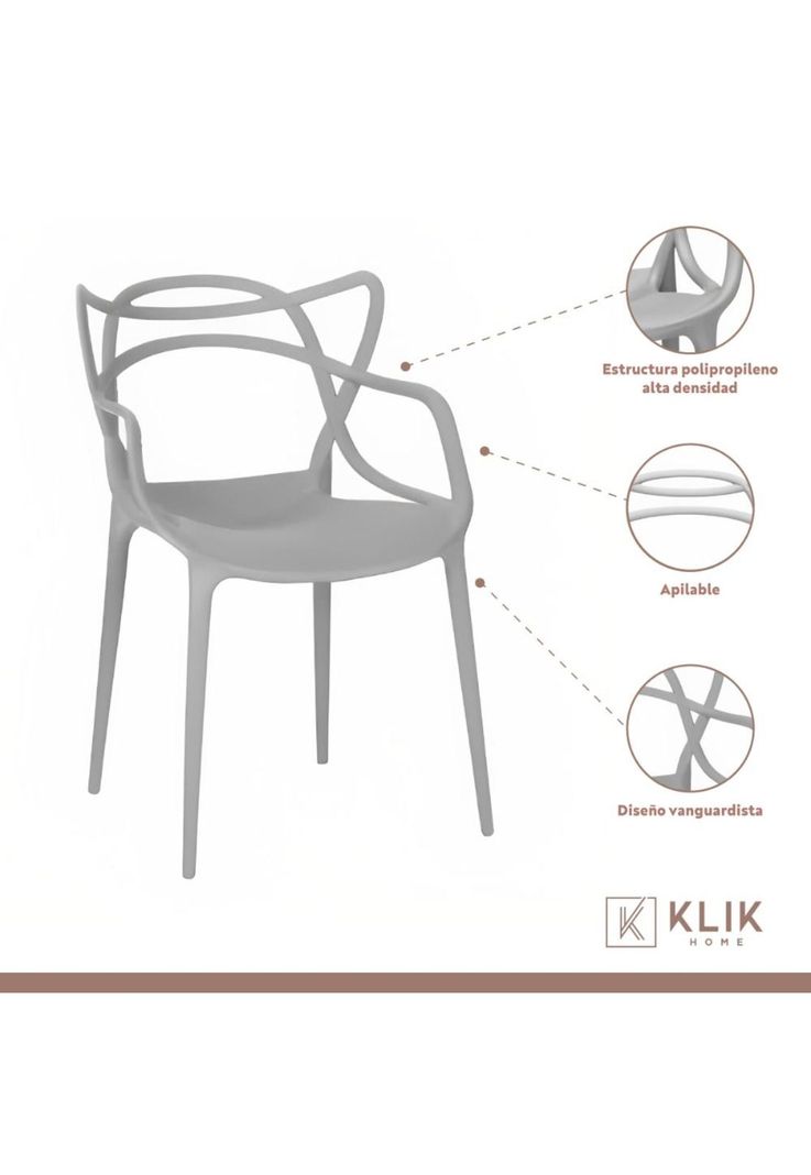 Pack de 4 sillas de terraza o comedor Master - Gris-2