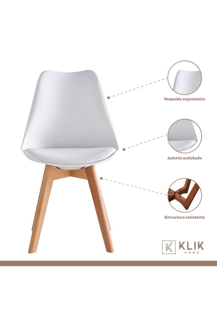 Comedor redondo de vidrio Cross 120cm + 5 Silla Tulip Acolchada - Blanca-2