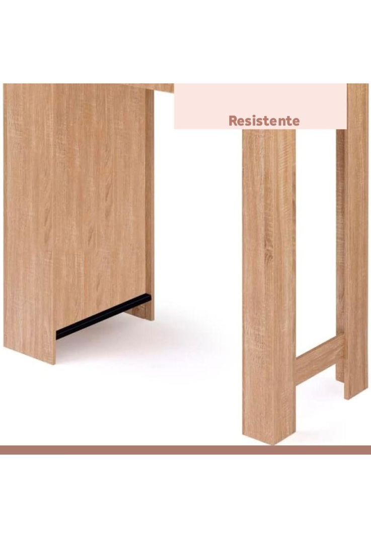 Mesa de cocina organizadora alta color madera con cubierta negra-6