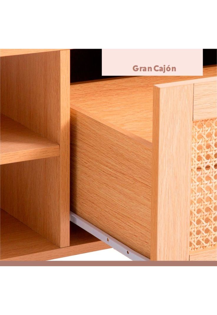 Mesa de Centro con rattan y madera MDF-5