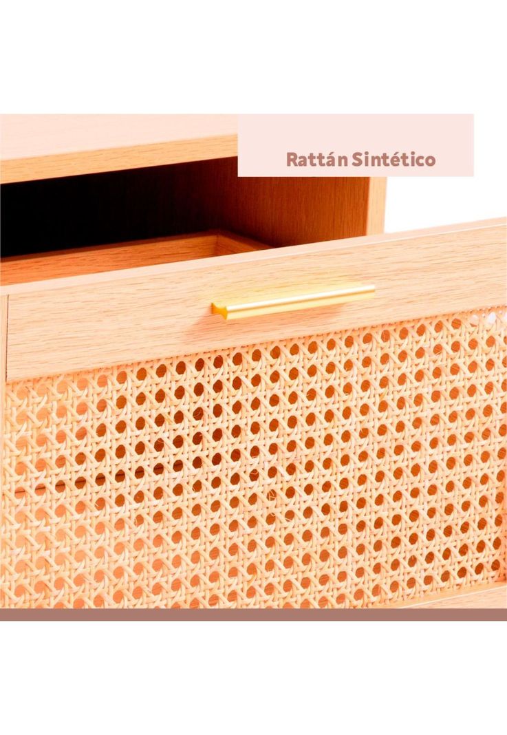 Mesa de Centro con rattan y madera MDF-6