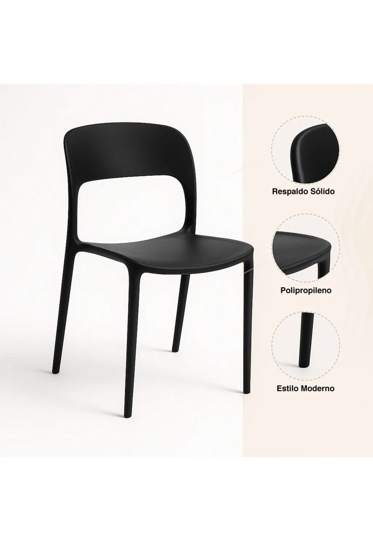 Silla de Comedor o Terraza Alto Tráfico Kentucky - Negra-4