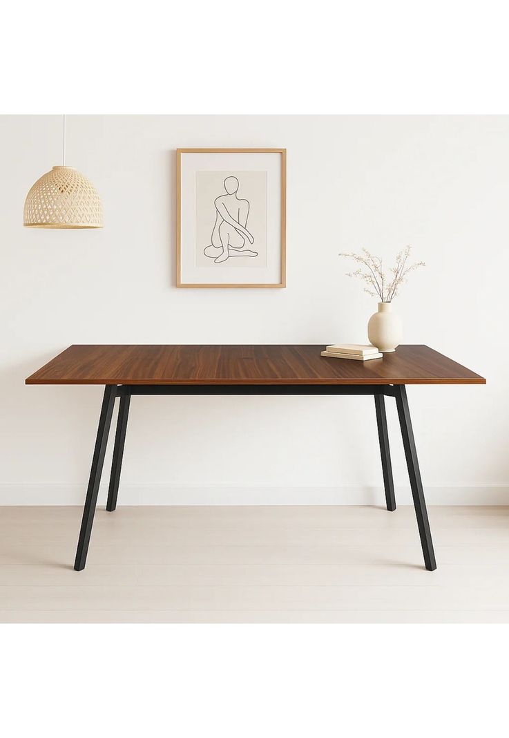 Mesa extensible 120 a 160 cm, ancho 80cm Madera Oscura Walnut-1