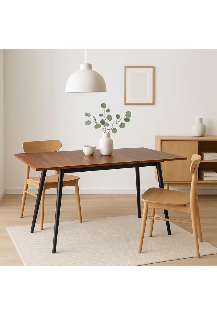 Mesa extensible 120 a 160 cm, ancho 80cm Madera Oscura Walnut-2