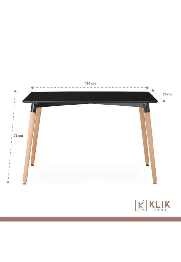Comedor Mesa Rectangular Negra + 6 Sillas Eames Blancas-4