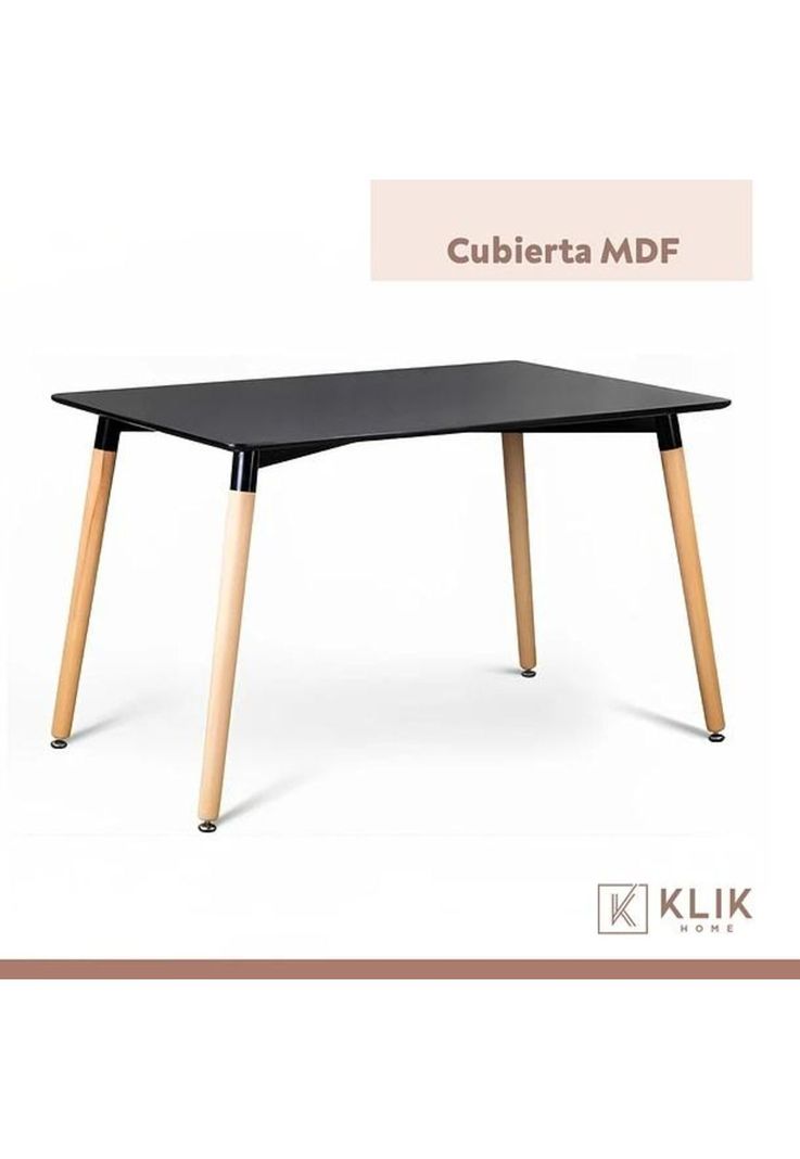 Comedor Mesa Rectangular Negra + 6 Sillas Eames Blancas-6