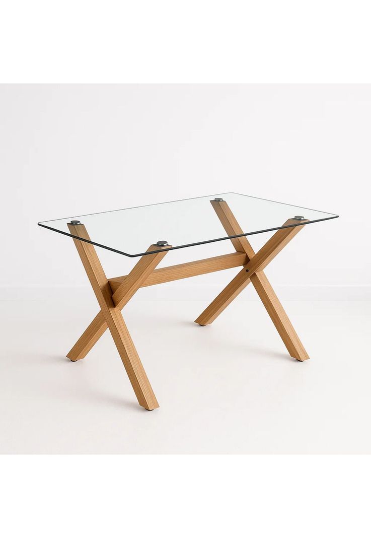 Mesa de Comedor Rectangular Vidrio Cross 140x90cm-0