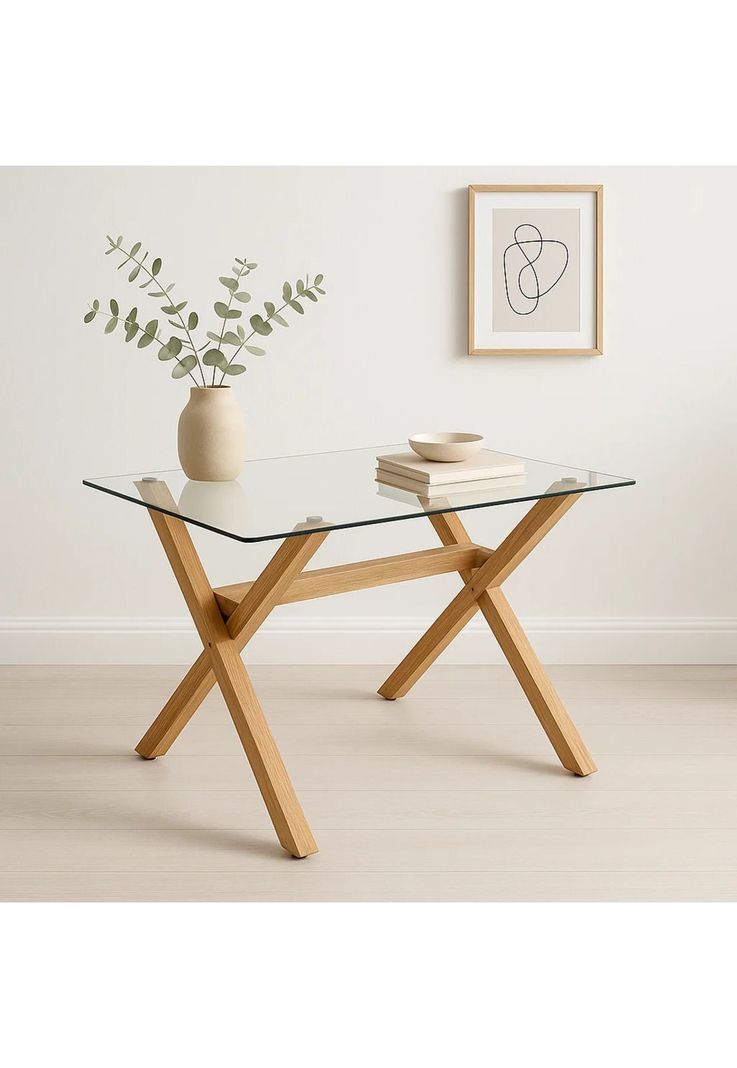 Mesa de Comedor Rectangular Vidrio Cross 140x90cm-1