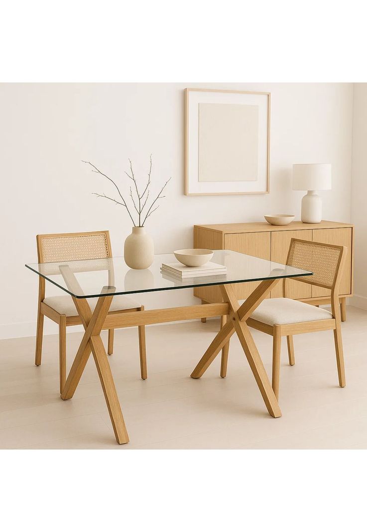 Mesa de Comedor Rectangular Vidrio Cross 140x90cm-2
