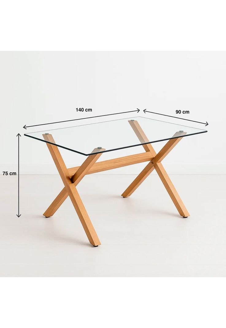 Mesa de Comedor Rectangular Vidrio Cross 140x90cm-3