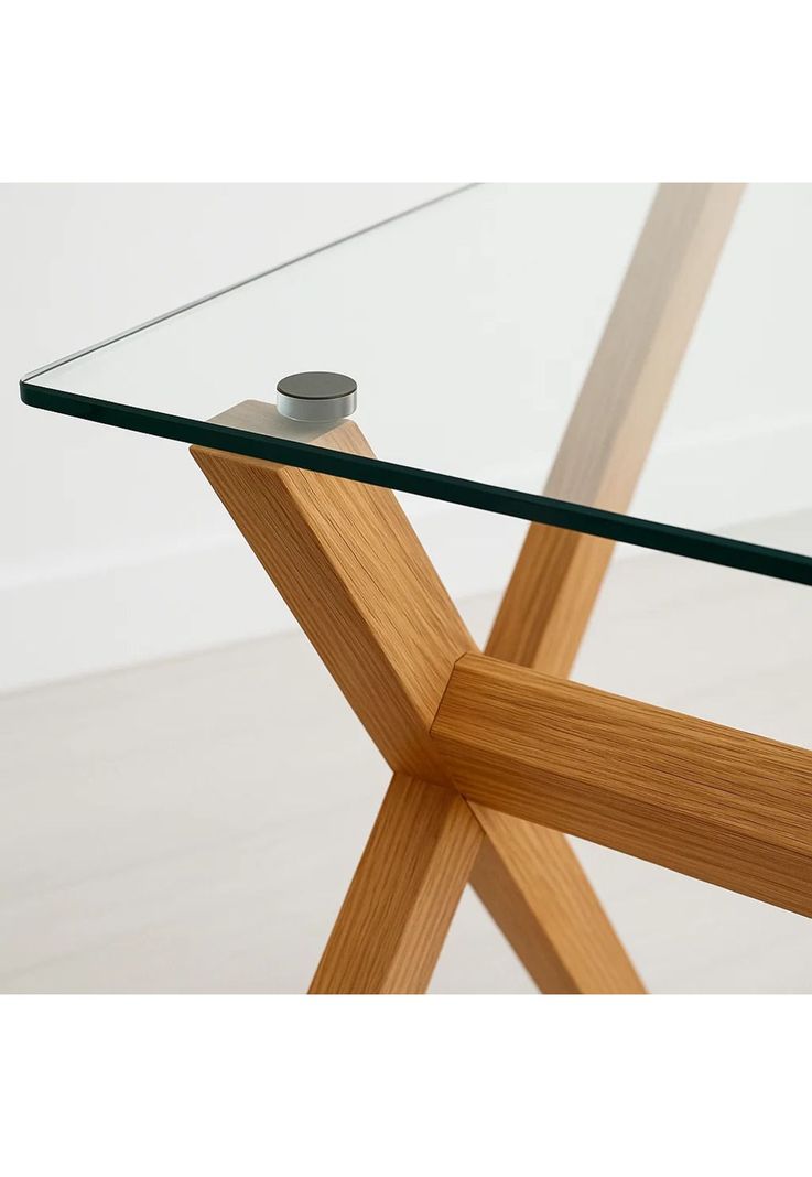 Mesa de Comedor Rectangular Vidrio Cross 140x90cm-5