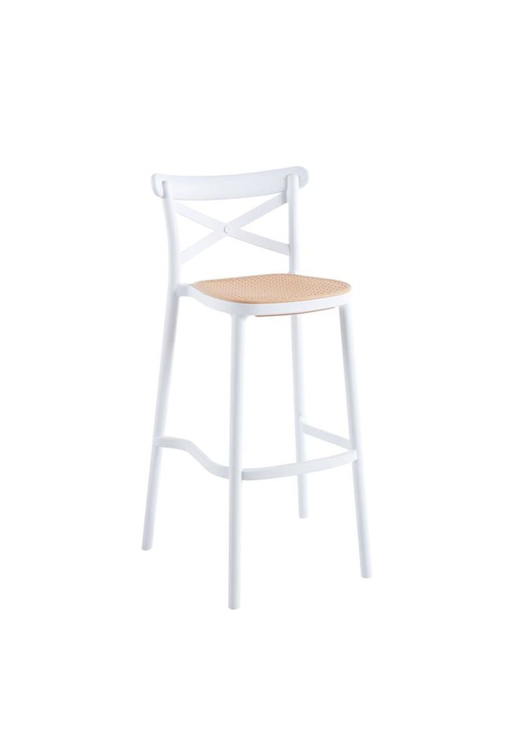 Taburete Crossback Danubio Piso de Bar o Terraza Exterior - Blanco-0