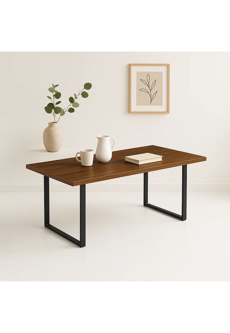 Mesa de Comedor Estilo Industrial 160x90 - Madera Oscura Walnut-1