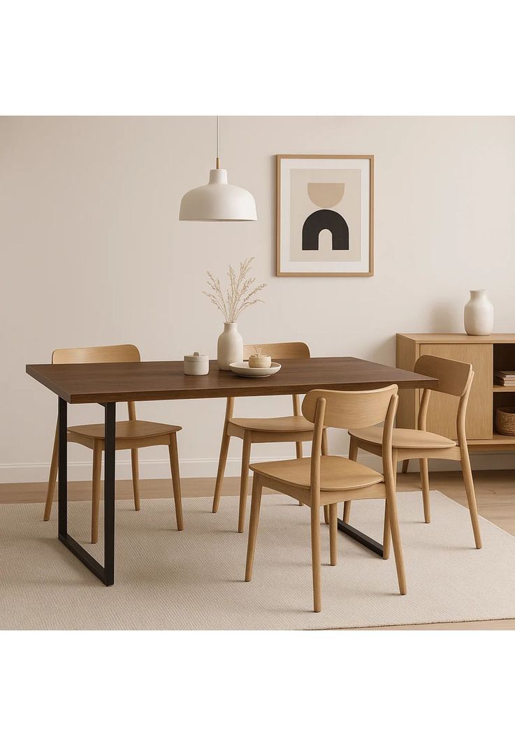 Mesa de Comedor Estilo Industrial 160x90 - Madera Oscura Walnut-2