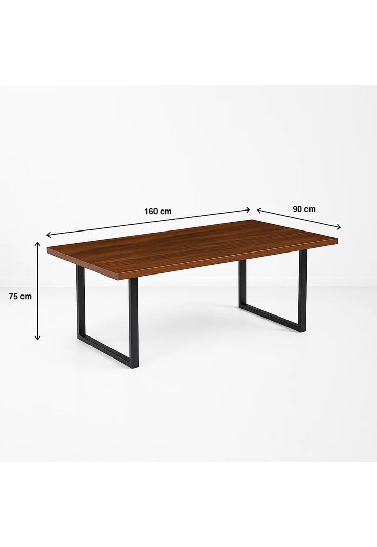 Mesa de Comedor Estilo Industrial 160x90 - Madera Oscura Walnut-3