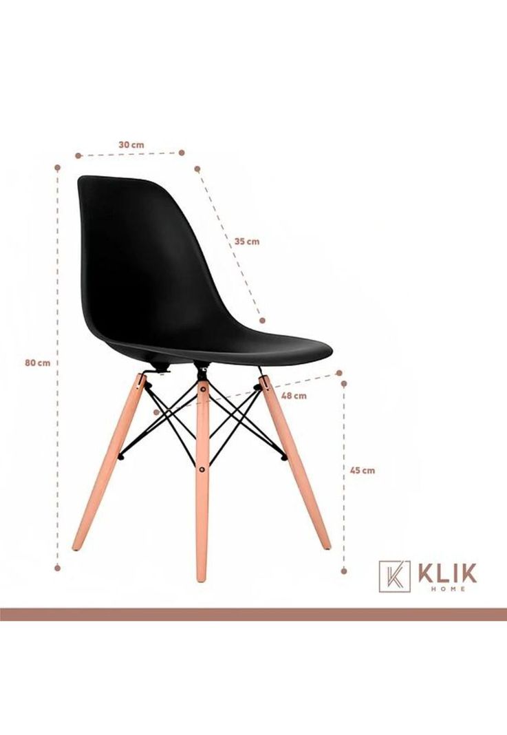 Comedor Mesa de Vidrio Nórdica 140x90 cm + 6 Sillas Eames Negras-4