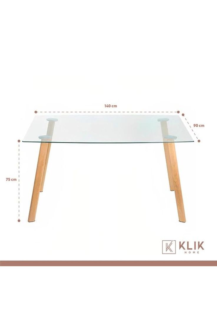 Comedor Mesa de Vidrio Nórdica 140x90 cm + 6 Sillas Eames Negras-5