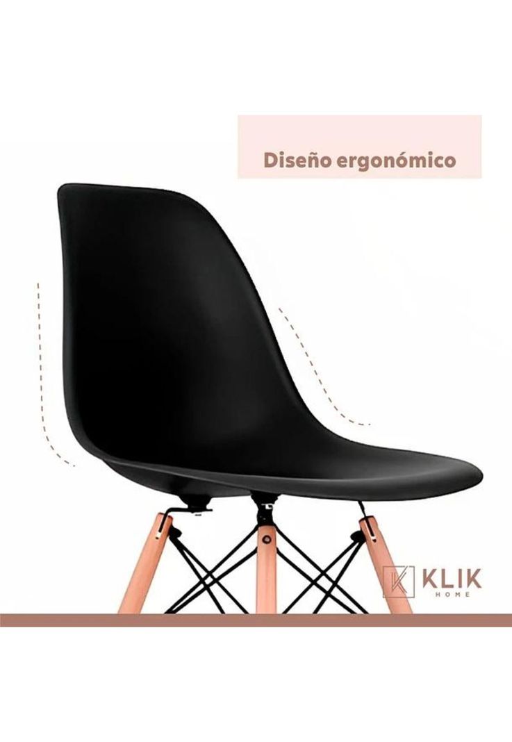 Comedor Mesa de Vidrio Nórdica 140x90 cm + 6 Sillas Eames Negras-6