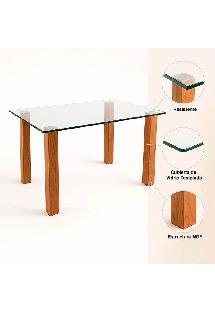 Mesa de comedor vidrio Quadra 120x80-4