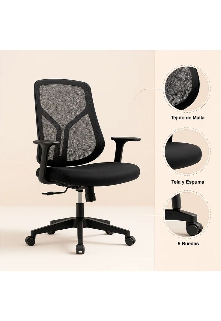Silla de Oficina Ergonómica Nova Mesh - Negra-4