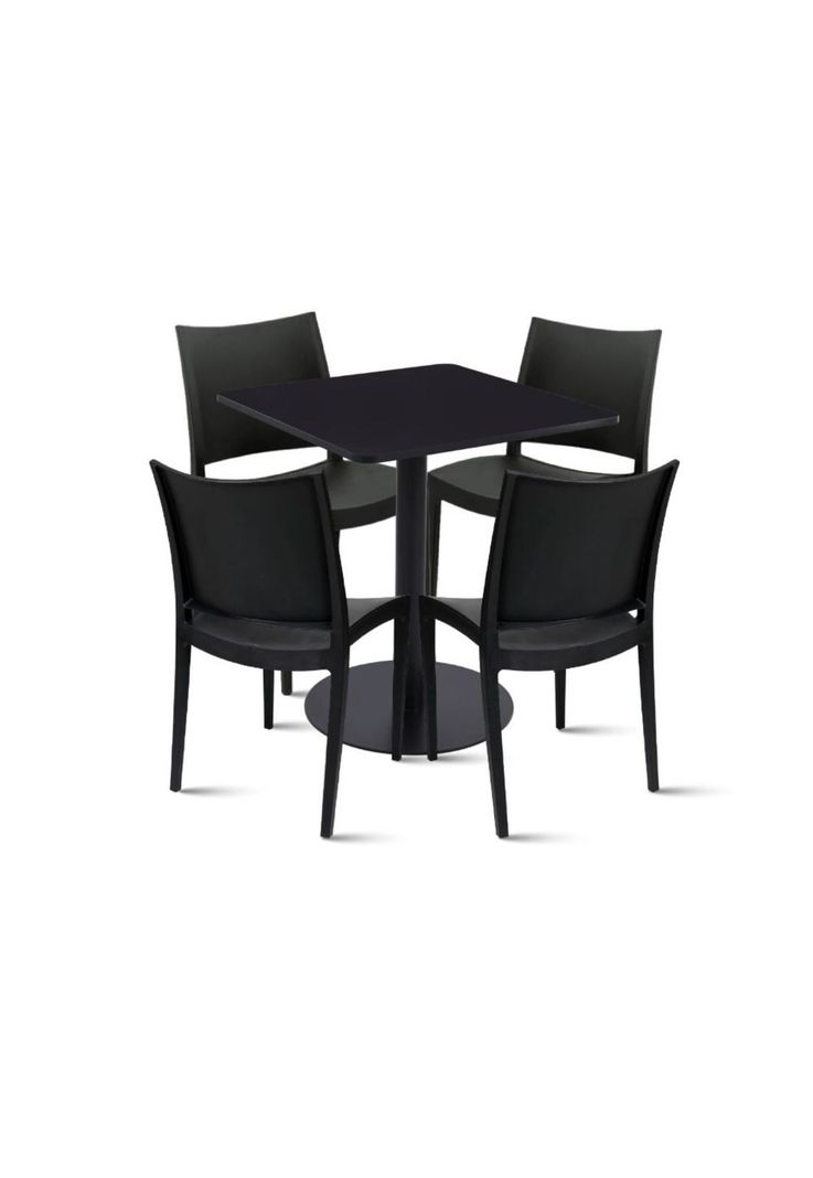 Mesa restaurant 70x70 Tubo Metal cubierta MDF + 4 Sillas Restaurante - Negra-0