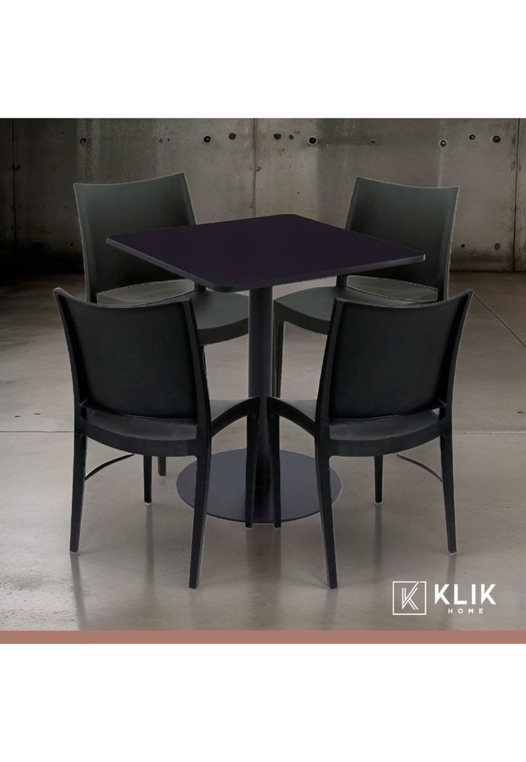 Mesa restaurant 70x70 Tubo Metal cubierta MDF + 4 Sillas Restaurante - Negra-1