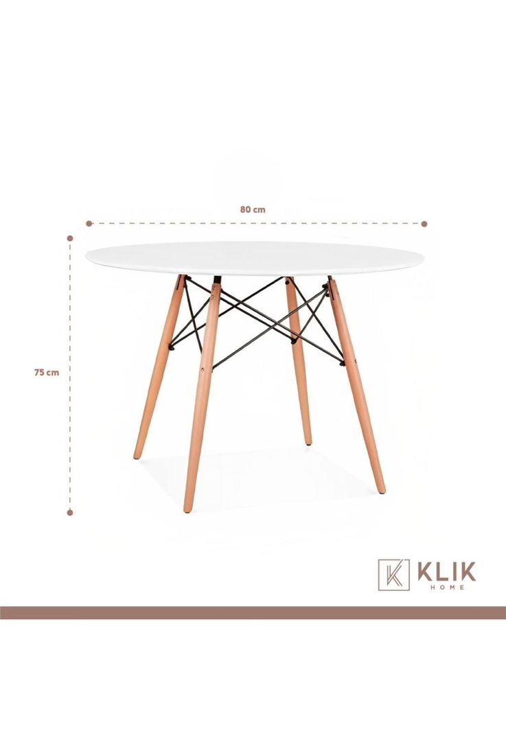 Comedor Mesa Eames Redonda Blanca 80cm + 4 Sillas Eames Negras-4