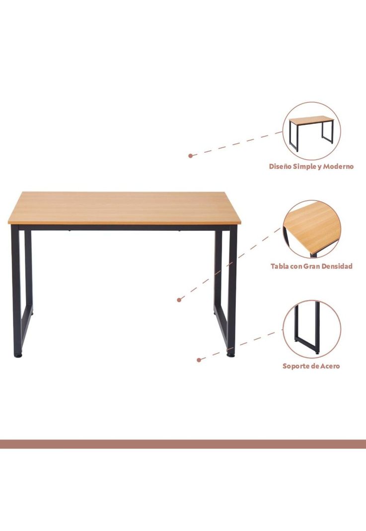 Escritorio Industrial Home Office - Madera Clara-2