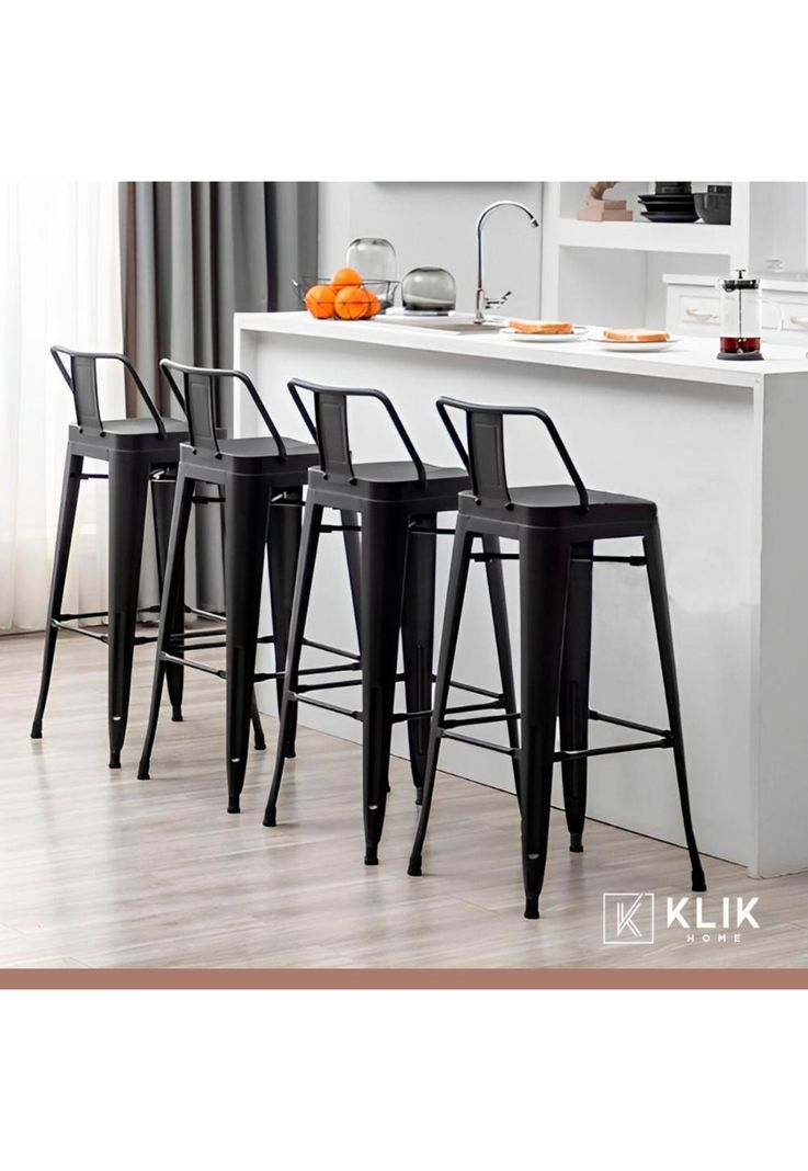 Taburete Tolix Acero con Respaldo para Bar o Terraza - Negro-1
