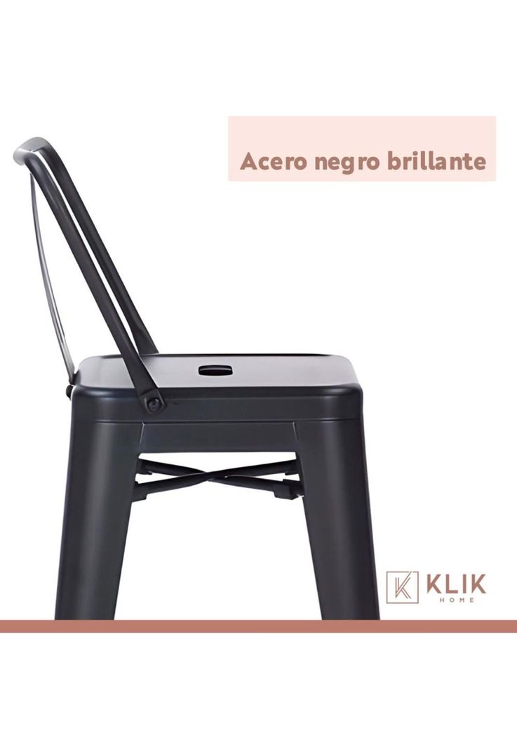 Taburete Tolix Acero con Respaldo para Bar o Terraza - Negro-5