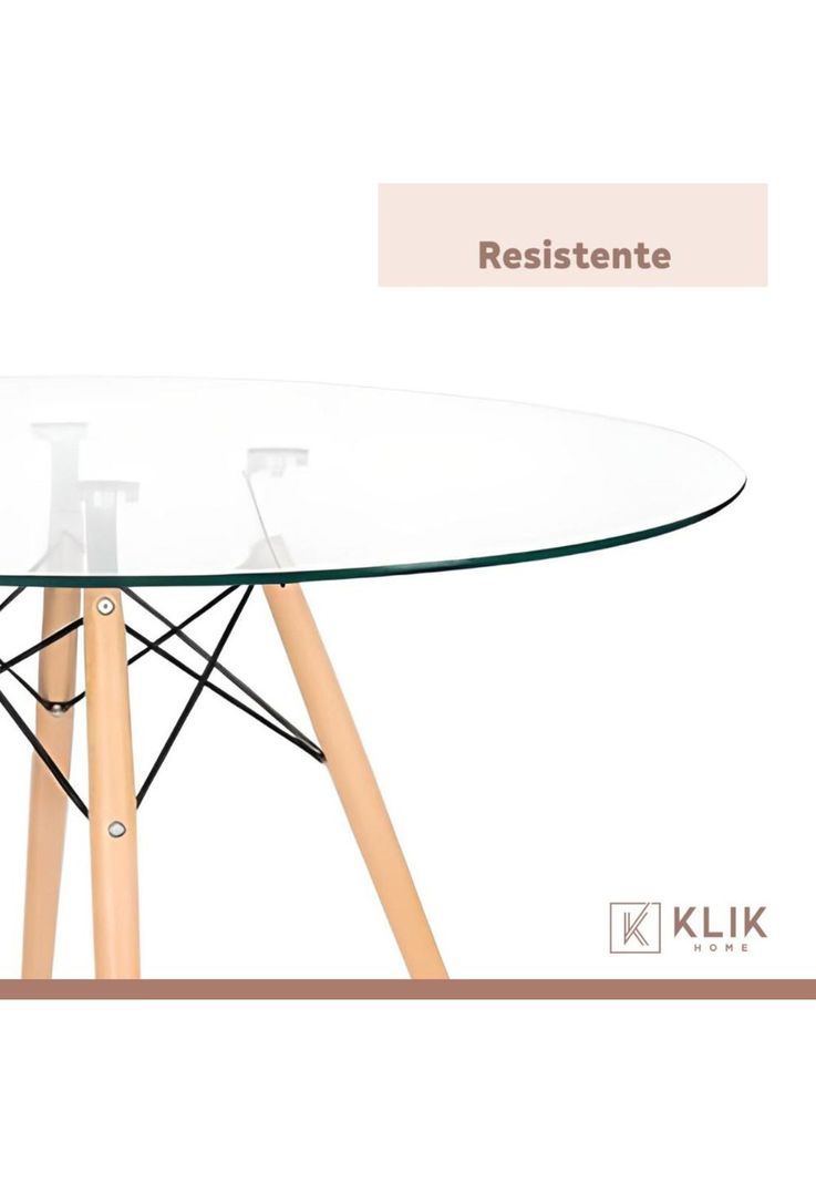 Comedor Mesa Eames Vidrio 100cm + 4 Sillas Eames Negras-6