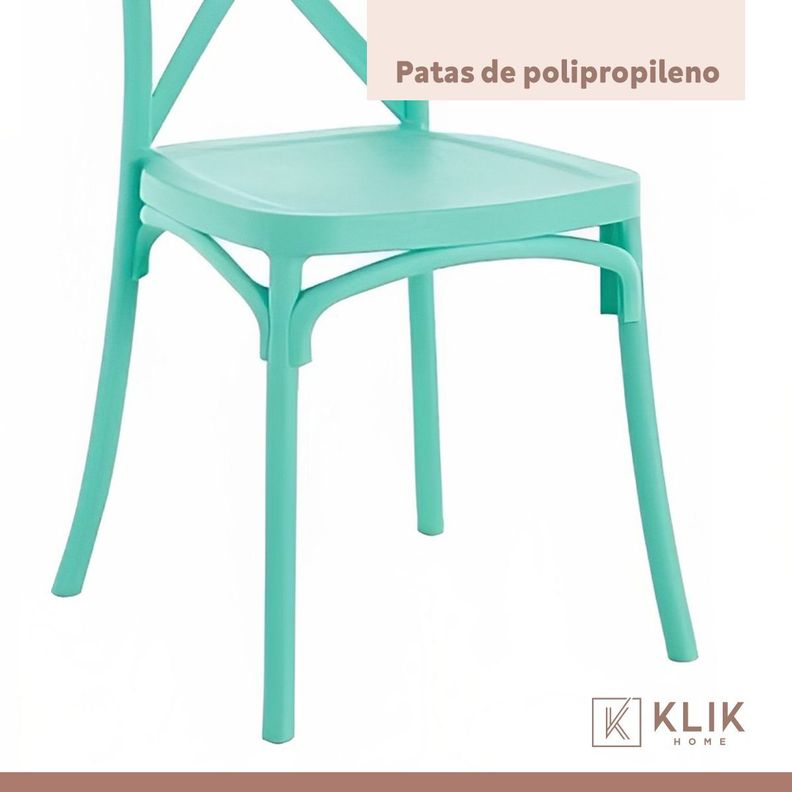 Pack 4 Sillas de Terraza o Comedor Crossback Danubio - Menta-6