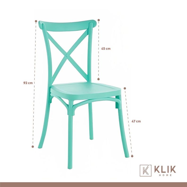 Pack 4 Sillas de Terraza o Comedor Crossback Danubio - Menta-4