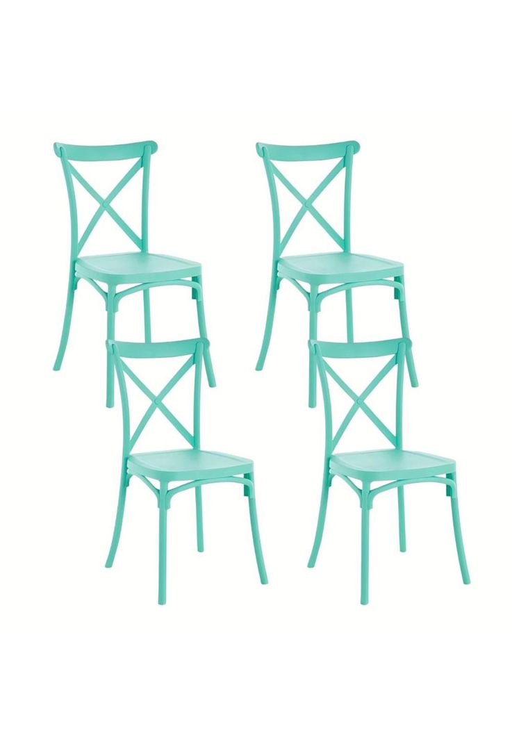 Pack 4 Sillas de Terraza o Comedor Crossback Danubio - Menta-0