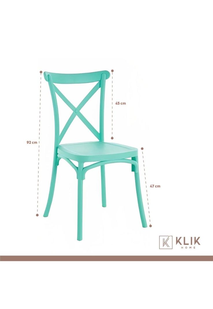 Pack 4 Sillas de Terraza o Comedor Crossback Danubio - Menta-3