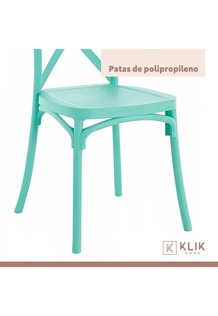Pack 4 Sillas de Terraza o Comedor Crossback Danubio - Menta-5
